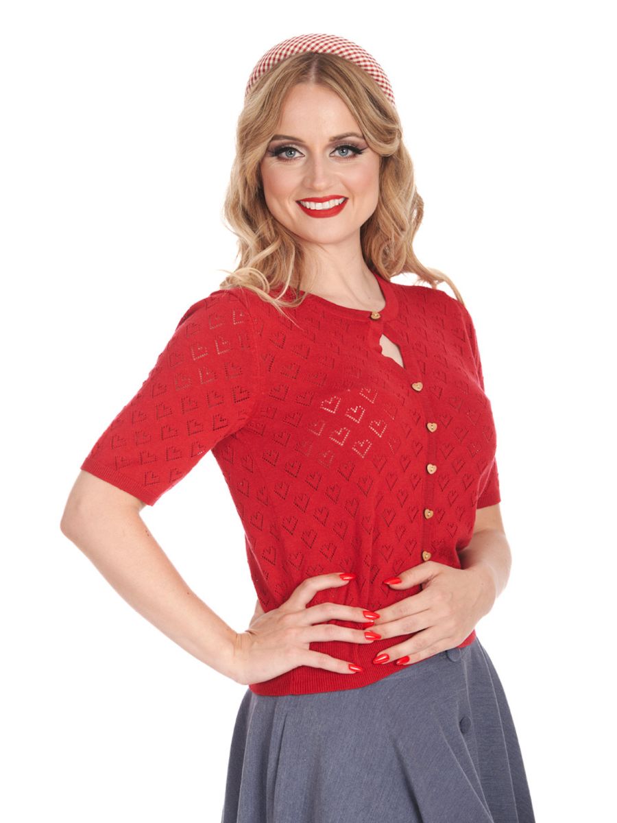 HEART BLOOMS CARDIGAN-Red