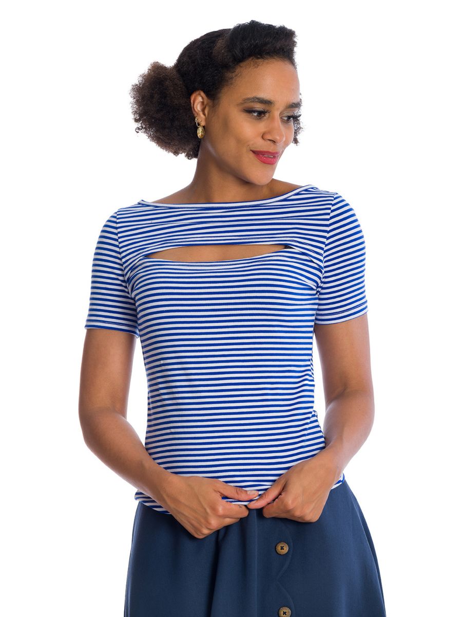 Banned Sweet Stripes New Style Top Blue