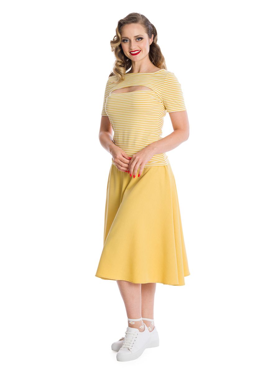 Banned Retro Sweet Stripes New Style Top Yellow