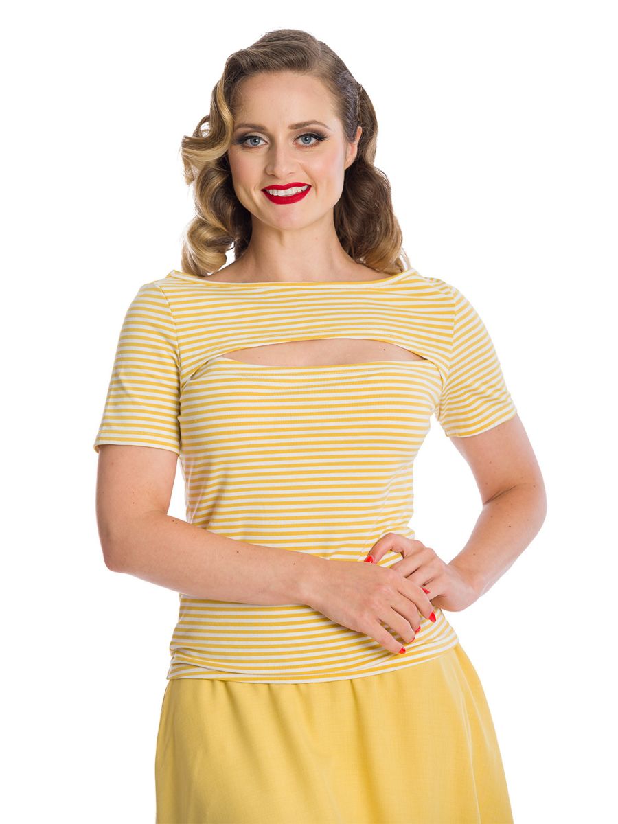 Banned Retro Sweet Stripes New Style Top Yellow