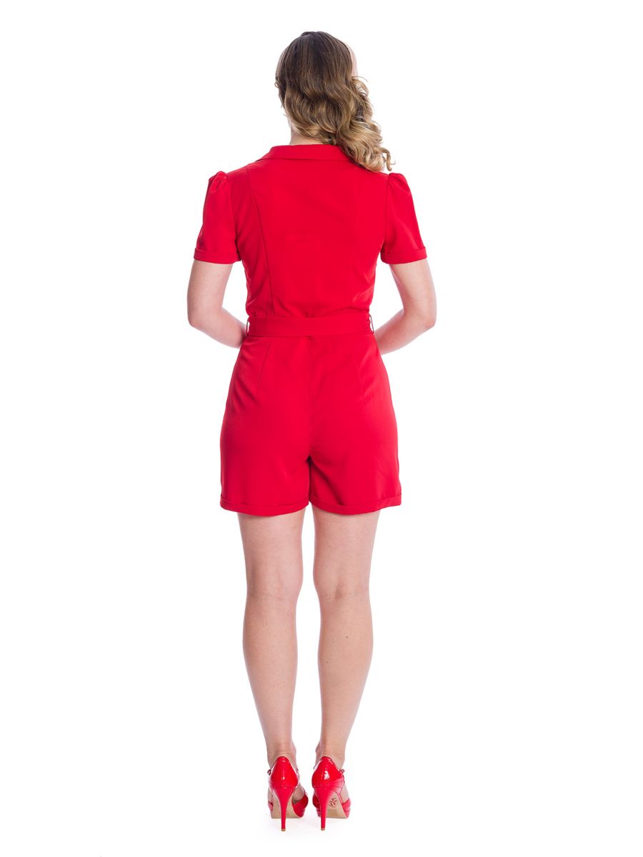 Banned Retro Women Rule Short Collar Playsuit Red