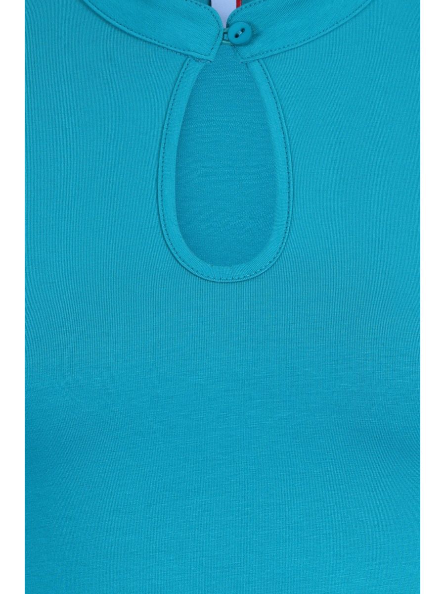 MANDARIN COLLAR TOP-Turquoise