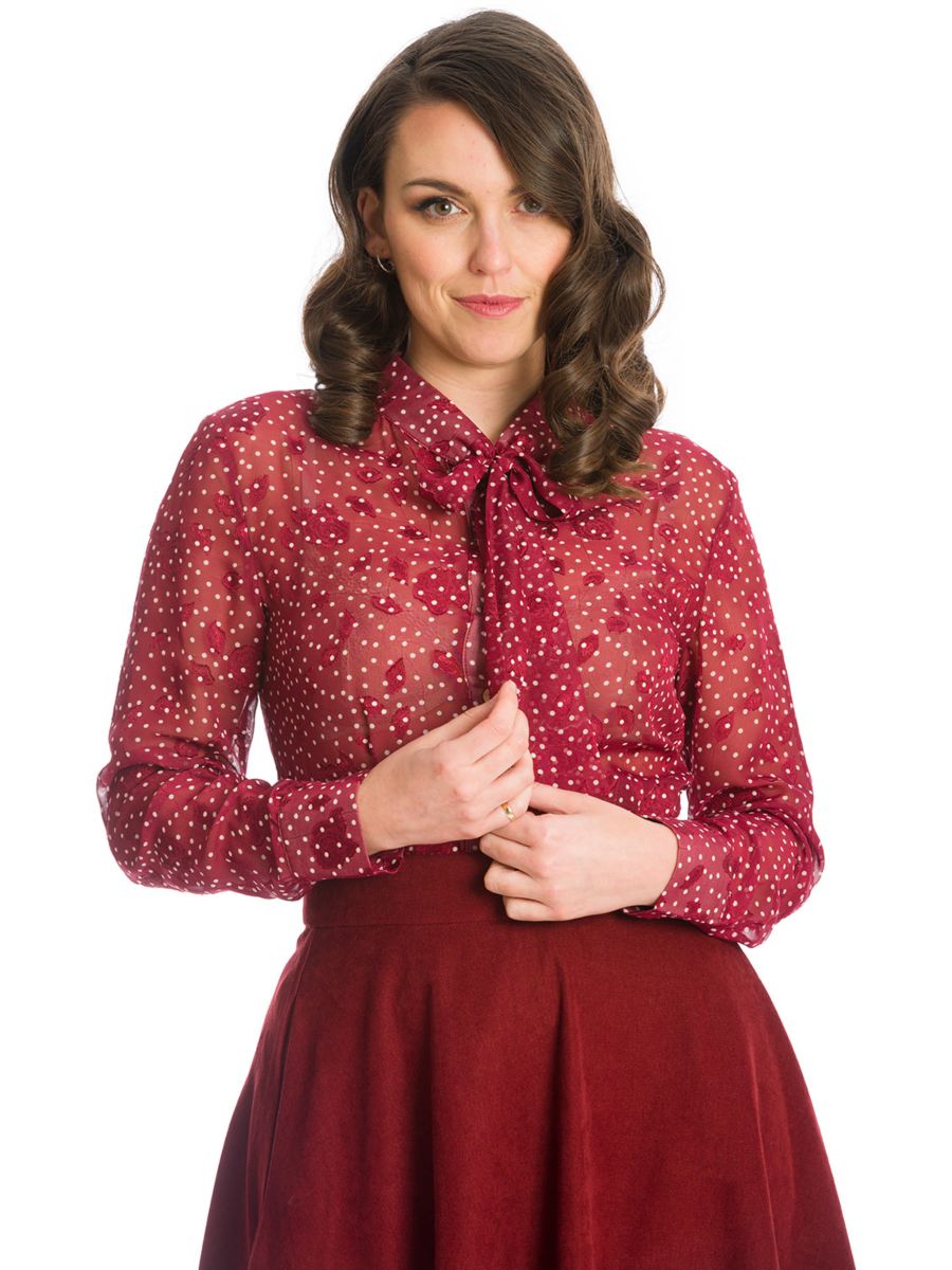 ROSE PUSSY BOW BLOUSE