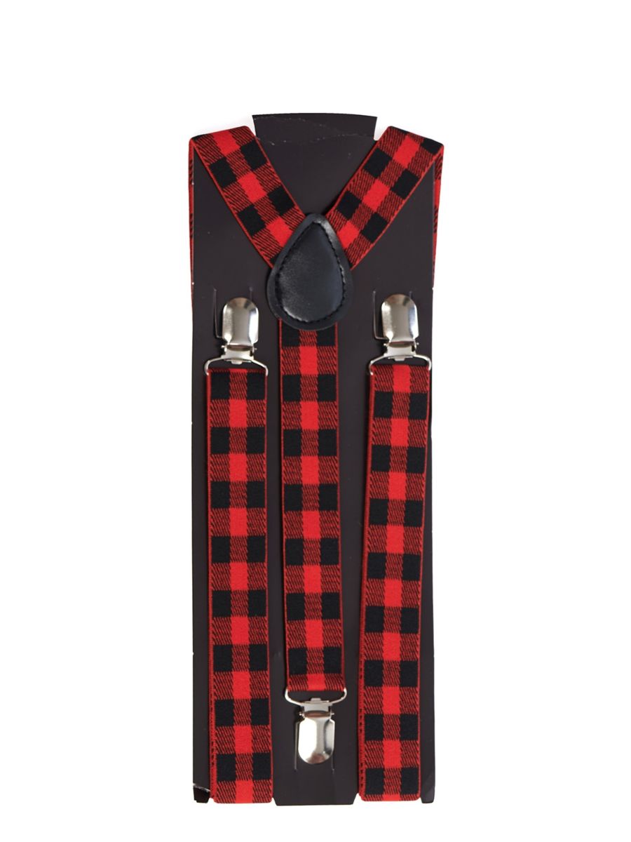 GINGHAM SUPENDERS-Red-One Size-EU