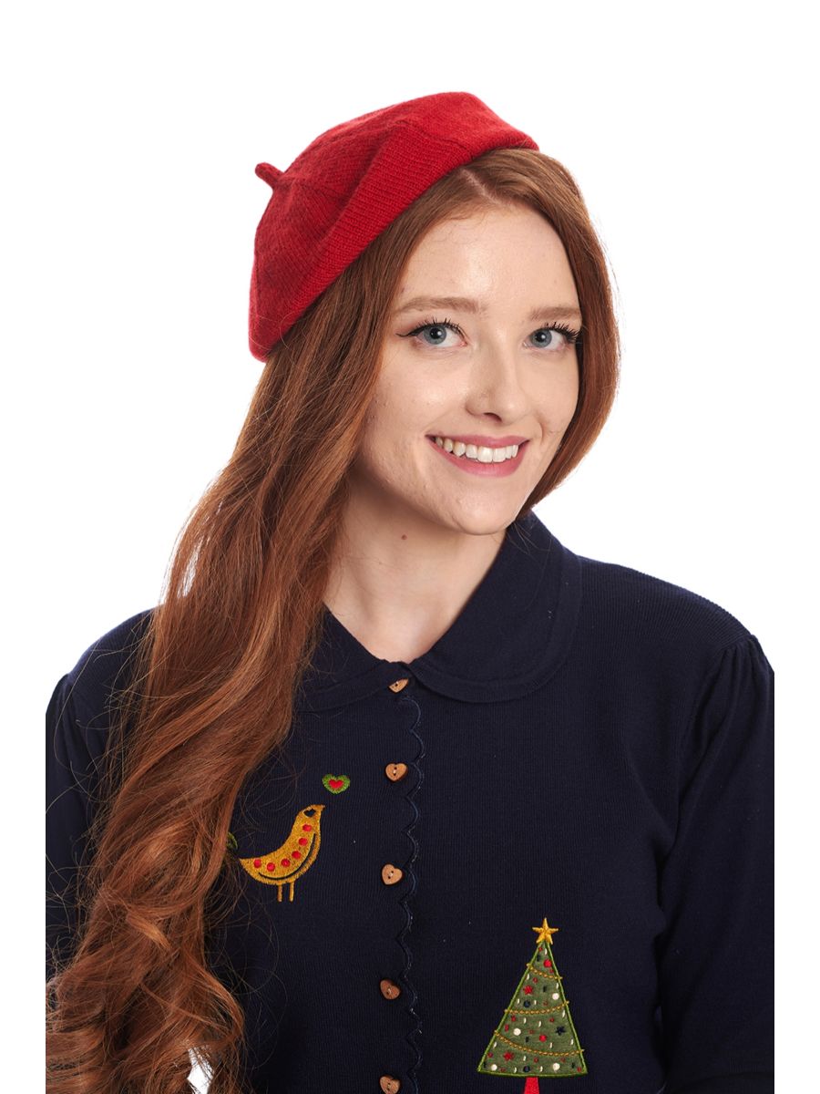 LORELEI KNITTED BERET-Red-One Size-EU