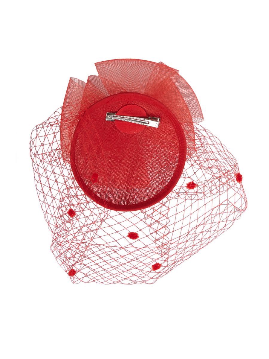 RIVIERA ROUND SINAMAY AND MESH FASCINATOR-Red-One Size-EU