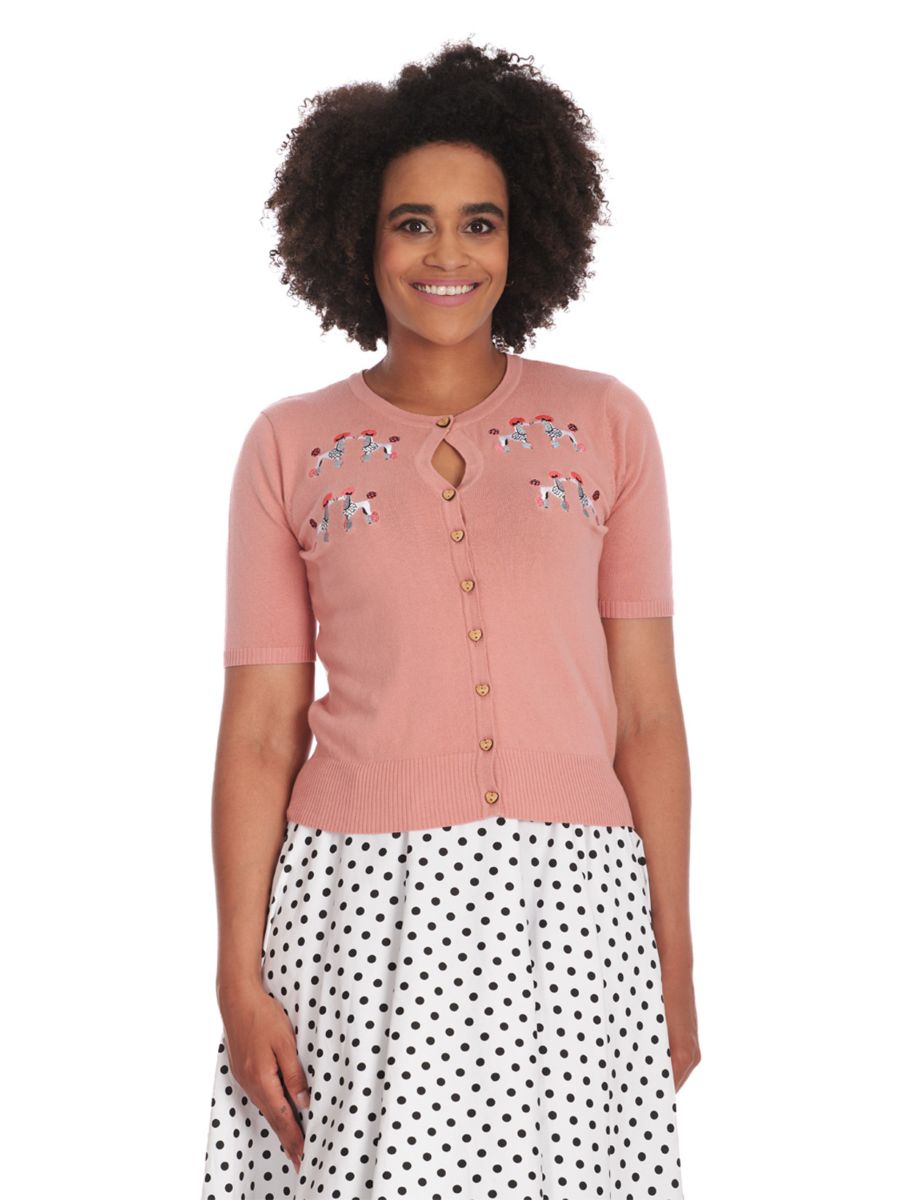 THE KISSING POODLES CARDIGAN-Pink