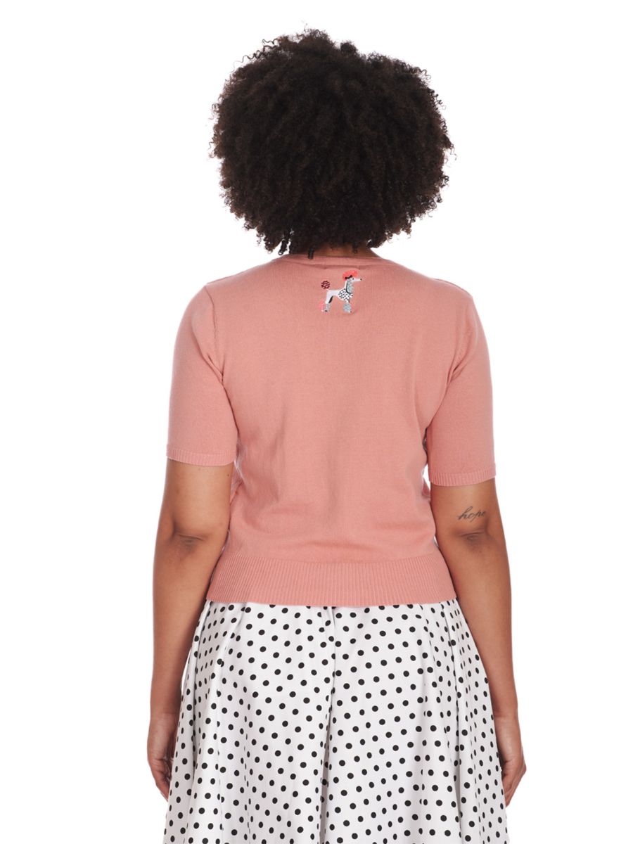 THE KISSING POODLES CARDIGAN-Pink
