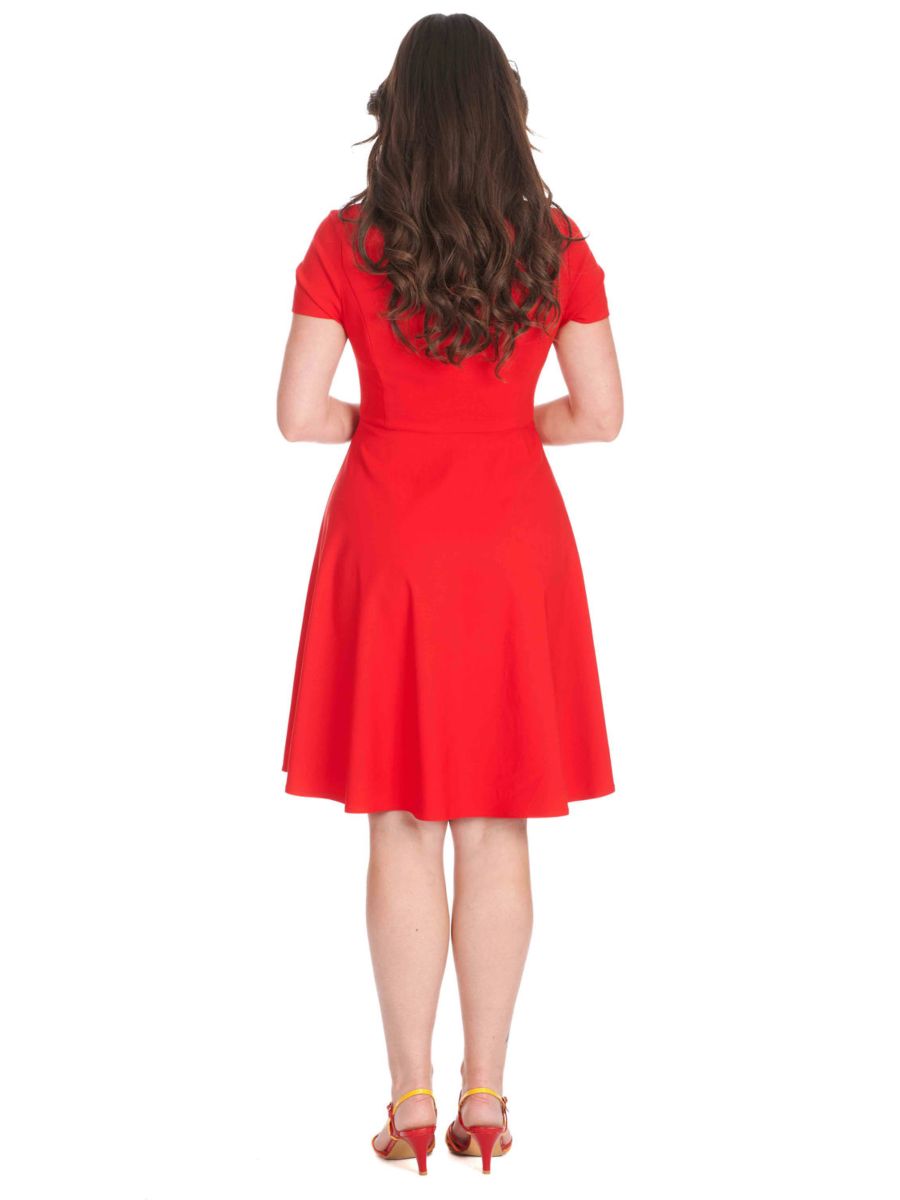 WONDER FIT & FLARE DRESS-Red