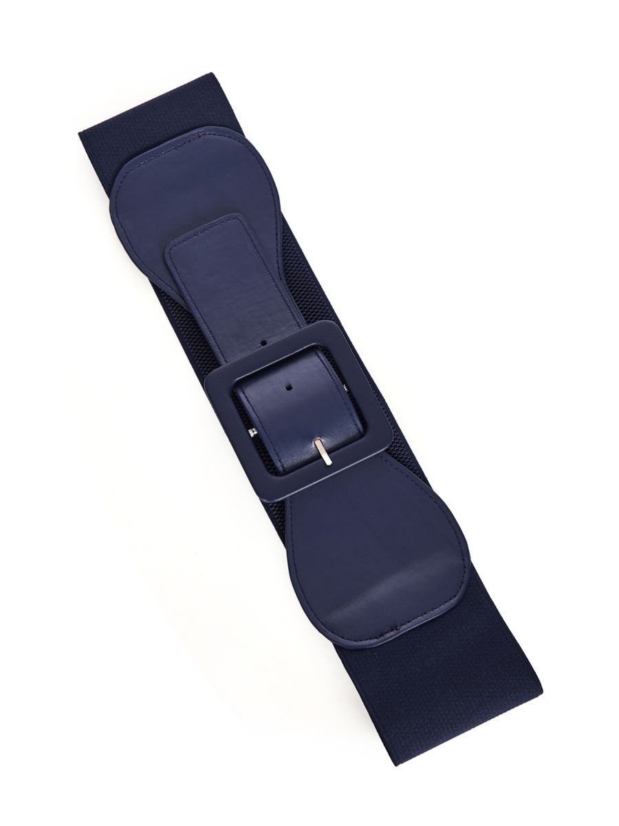 LAST DAY OUT SQUARE BUCKLE BELT-Navy