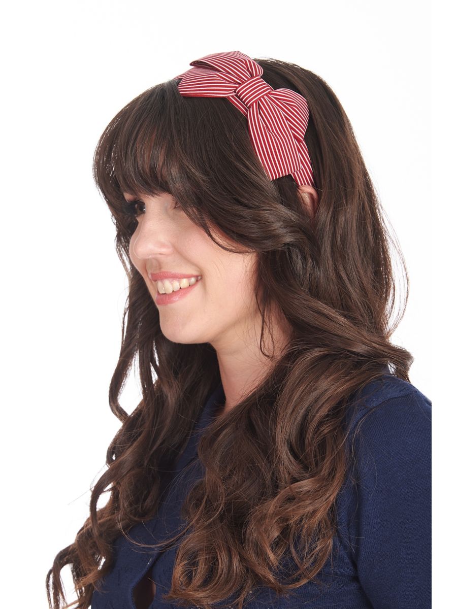 GENEVIEVE BOW HEAD BAND-Red