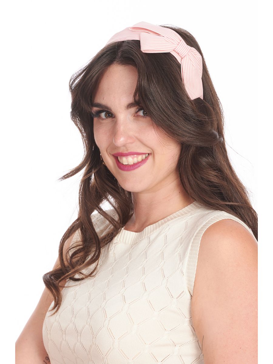GENEVIEVE BOW HEAD BAND-Pink