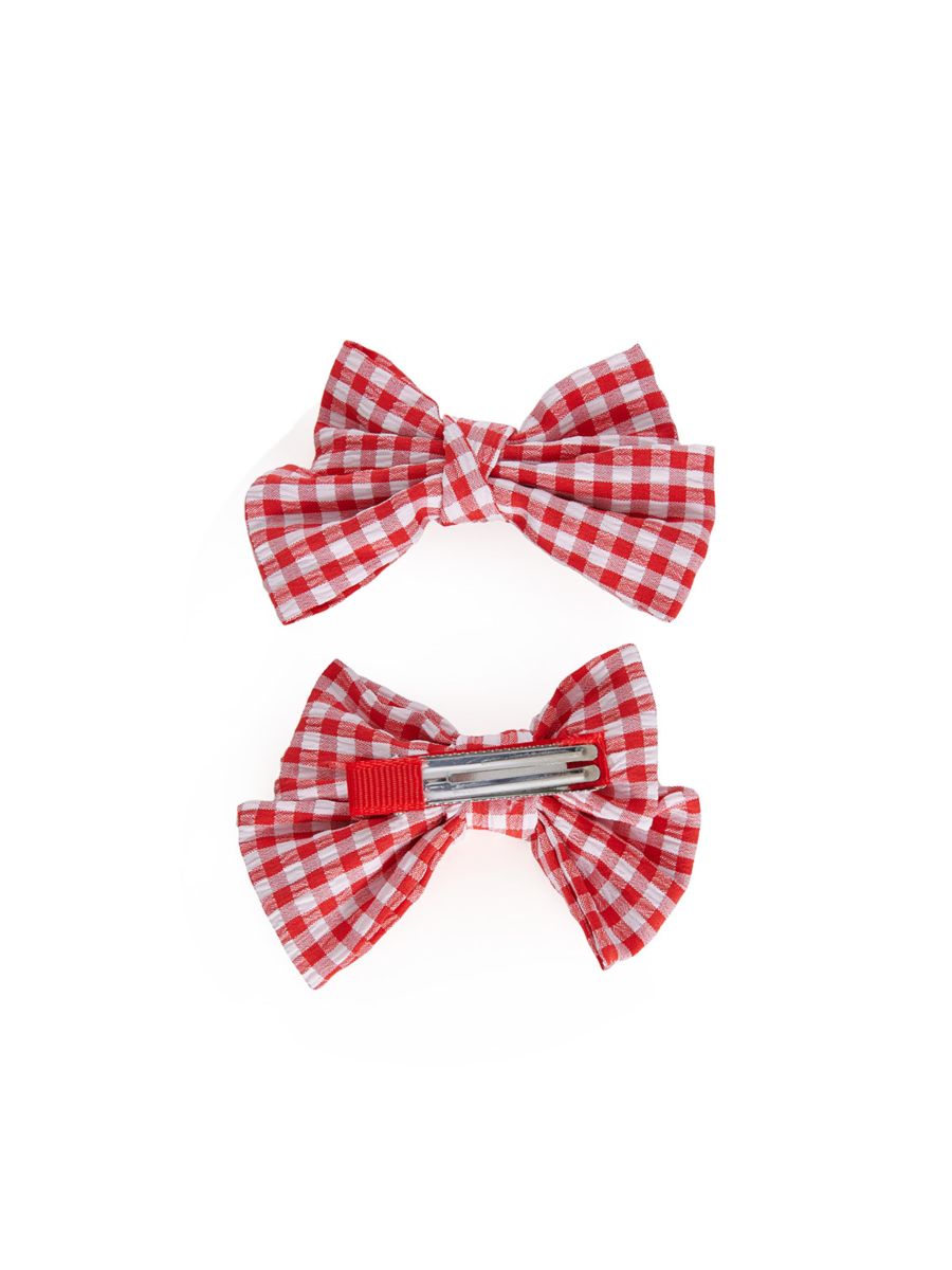 POLLY GINGHAM HAIR CLIP-Red